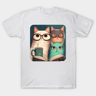 Happy Cat Coffee Reading Book, Catpuccino - Cat Lover T-Shirt